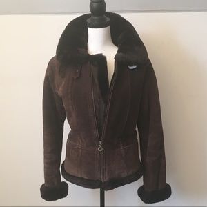 XOXO Suede jacket with fur trim